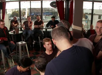 Muscle stud uses and fucks his boy in front of a horny lunch crowd.