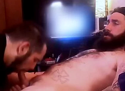 Tattooed Straight Guy Gets Sloppy Blowjob From Cum Hungry Fag