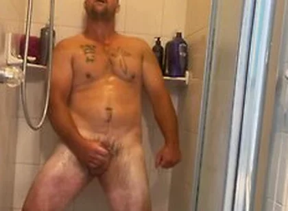 Muscular Dilf Jacking His Fat Cock In The Shower And Fingering His Asshole To Help Him Nut!!!!