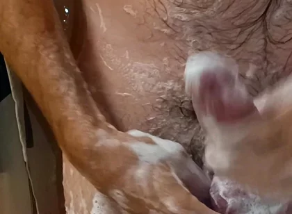 Hot Dilf Shower Big Uncut Cock Wanking and Cumming - Rockard Daddy