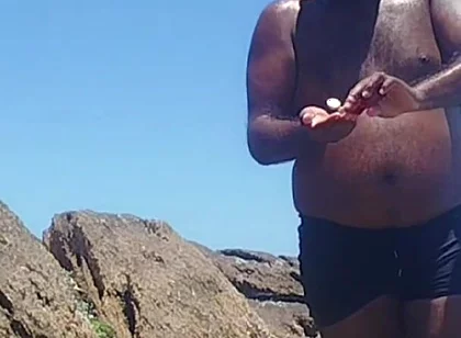 Tanning My Hairy Body and Gg on the Apoador's Stone in Rj