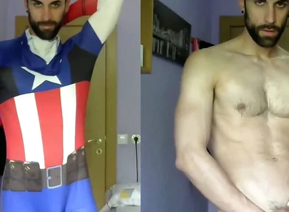 Captain America Jerking off and Cumming