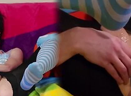 Femboy Getting Knotted Through Ripped Tights Makes Him Feel Like A Good Slut