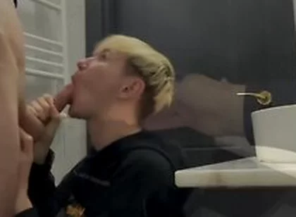 Two Guys Fuck And Kiss In A Public Toilet In A Cafe