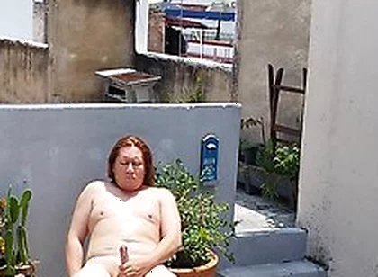 Redhead (ginger) Man Naked Taking The Sun While Wetting And Masturbating
