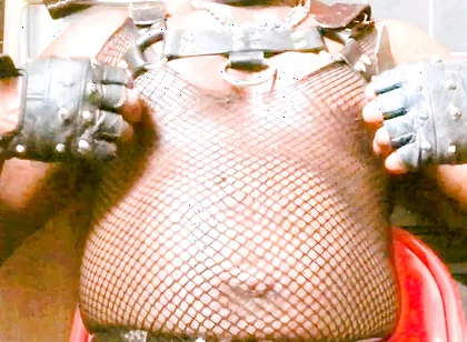 Fishnet Bodysuit & Leather Harness Titplay BBC Verbal Heavy Cum Scenes