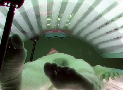 Czech Gay Solarium 1 Slim Twink Caught in Solarium
