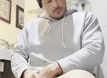 Stepdaddy In Gray Hoodie Jerkin Off