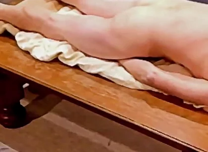 Hump Masturbation with Undressing on a Show Stage