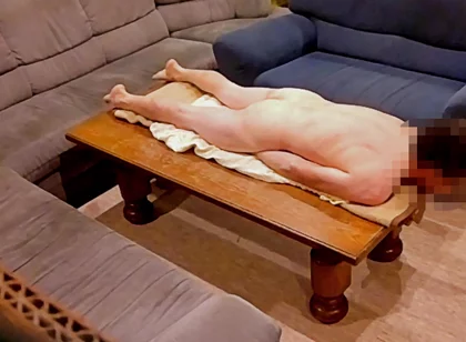 Hump Masturbation with Undressing on a Show Stage