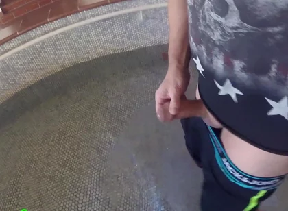 Masturbate with a Thick Foreskin Penis, Tread Water and Squirt Hot Sperm Onto a Towel