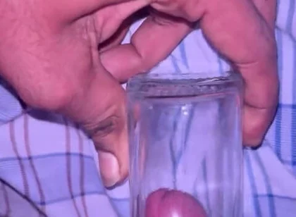 Indian Boy Mastrubate with Glass Jar