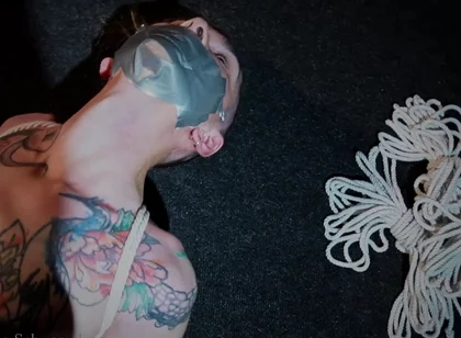 Nicky Tape Gagged and Rope Bondage