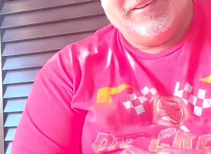Big Belly on Belgium Grandfather Has Huge Mushroom Head and Has Large Sprays of Juice