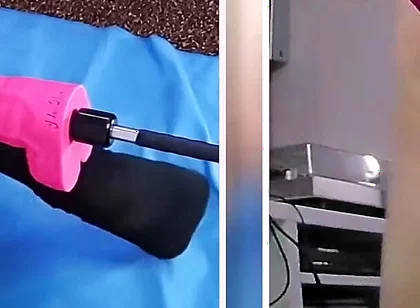 Fabulous Fucking Machine Anal Dildo Fucking in Chastity Cage