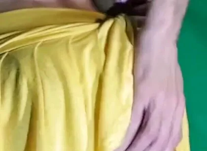 Pale Yellow Thong Under Yellow Skirt