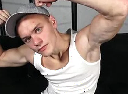 Hunk Straight Boy Mitchel Jacobson Solo Flexing Muscles