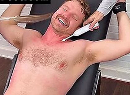 Russ Laughs Hard While His Doms Dan And Girth Tickle His Big Feet