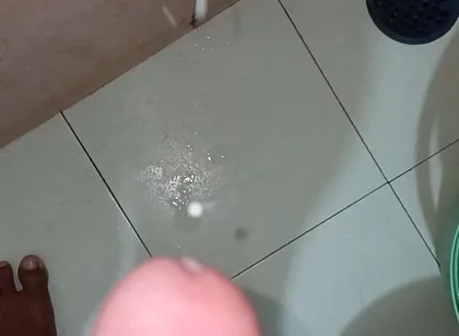 Solo Cock Cummshot Mastrubation in Bathroom