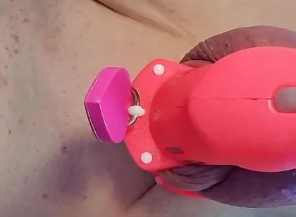Anal Dildo Fucking and Squirting While Locked in Chastity