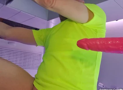 Anal Dildo Fucking and Squirting While Locked in Chastity