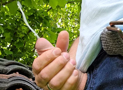 My Big Fat Cock! Playing and Cumming Outside