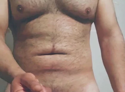 Hairy Big Man Playing with His Dick