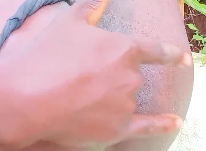 Horny African Bottom Asshole Fingering Outdoors