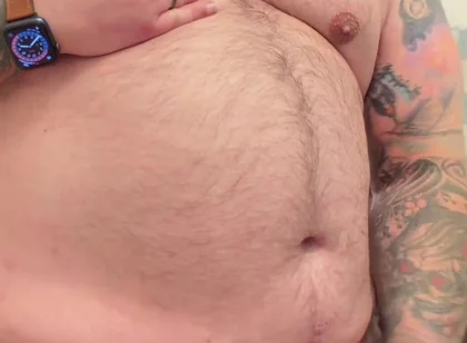 Chubby Tattooed Hairy Bear Cumshot. with His Big Cock.