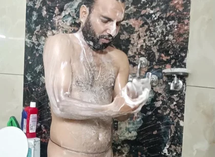 Desi Police Officer Having Shower
