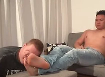 Chubby Stepdaddy Takes Pleasure In Giving His Subs Tickles