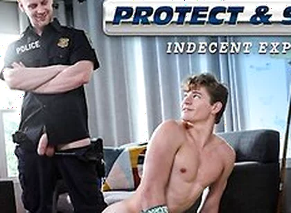 Hunk Cop Gives Stiff Warning To Nude Gardener - Oliver Marks, Brandon Evans