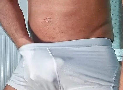 I Masturbate in My White Boxers and Take Out My Big Cock