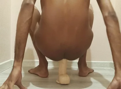 Dirty Gay Boy Taking a Huge Cock Dildo in His Asshole and Moaning Hard