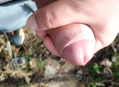 Gentle Slow Jerk off Close up Uncut Cock Outdoor - Close up Cum