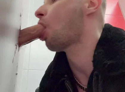 Chav Scally Boy Sucks Big Dick Glory Hole in Public Toilet