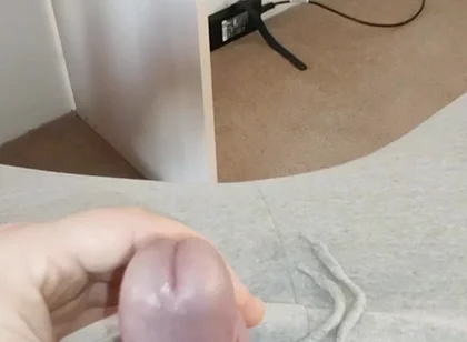 When I'm Home Alone - Jerking off My Shaved Dick Ended in an Orgasm on a Gaming Chair