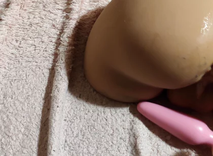 Spitting and Fucking an Anal Toy with Dildos with Pleasurable Moaning