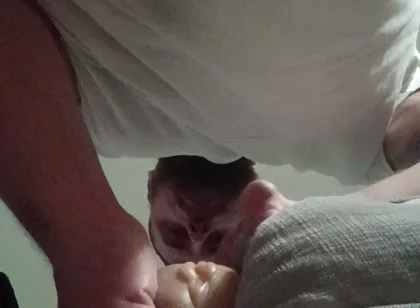 White Cock Fucks a Pocket Pussy Creampie