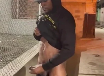 Outdoor Cumshot Stroking My Big Black Cock