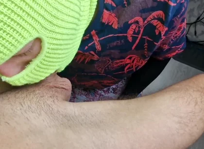 A Man in a Skirt Sucks My Huge Dick, Eat My Cum Man!