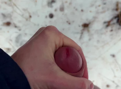 Handy POV - Twink Wixt His Cock in the Forest - in Winter