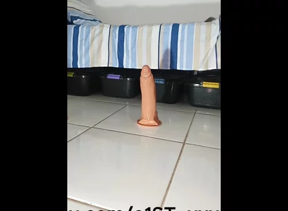 Again in Red Underwear Riding on My Big Dildos