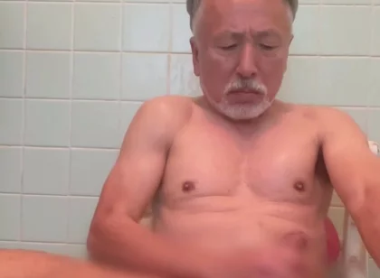 Anal masturbation in the bathroom