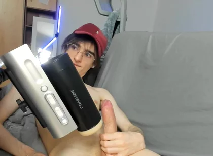 A Young Guy Jerks off Online, Waiting for Someone to Start This Fucking Machine