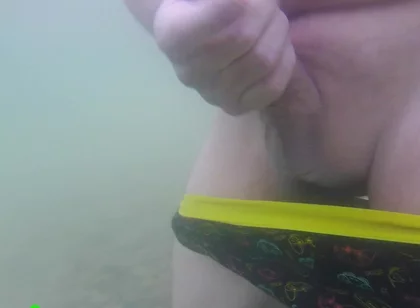 In a Beautiful Mountain Lake, I Jerk off Underwater My Cock, but It Was Too Cold to Cum, so the Finale Place on Land.