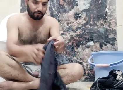 Indian Desi Man Enjoy Shower and Home Duty