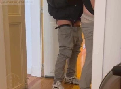 Desperate Boy Left Outside by His Flatmate Wets Himself and Then Gets His Revenge