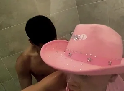 Femboy Gets Fucked by a Stranger in the Bathroom of the Hotel Where She Is on Vacation with Her Family