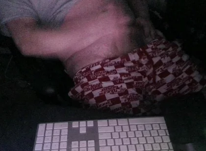 Night Time Masturbation Tease at My Computer with the Webcam on and the Night Time Ready for Action